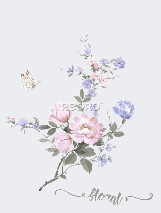 Poster Ein romantischer Strauß aus idyllischen Blumen