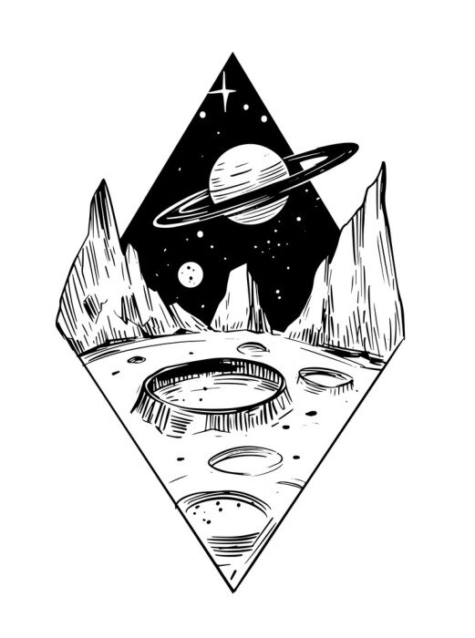 Poster Ein Stück Weltraum in Schwarz und Weiß