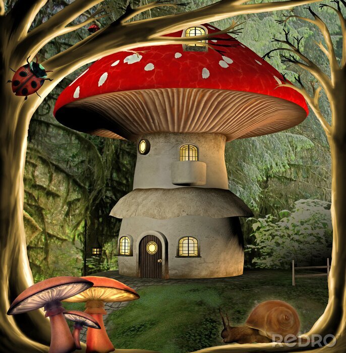 Poster Ein Wulstlinghaus in einer märchenhaften Umgebung