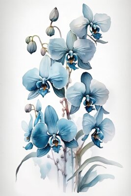 Poster Ein Zweig einer blauen Orchidee