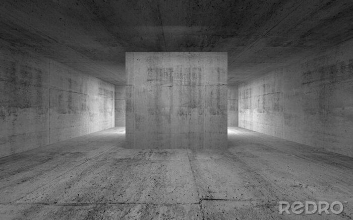 Poster Eine Betonwand in Mitte eines Raumes