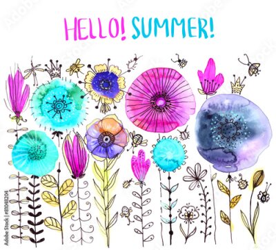 Poster Eine bezaubernde Blumenkomposition im Aquarellstil