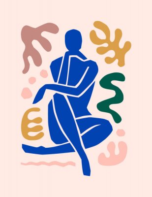 Poster Eine blaue Figur im Stil von Matisse