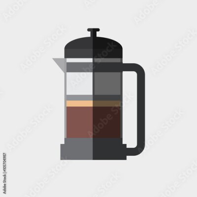 Poster Eine Cartoon-Grafik mit einer klassischen Kaffeemaschine