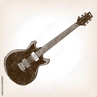 Poster Eine Cartoon-Illustration einer Gitarre