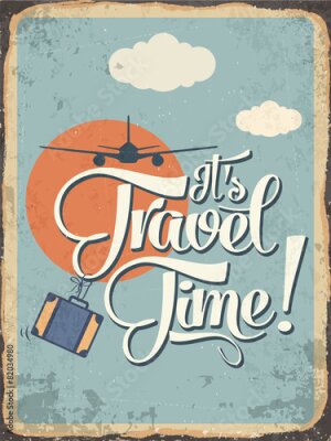Poster Eine Inschrift im Vintage-Stil, die zum Reisen anregt.