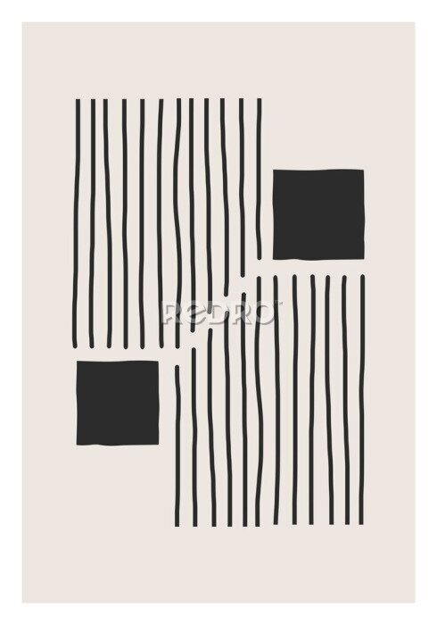 Poster Eine Komposition aus Linien und Quadraten