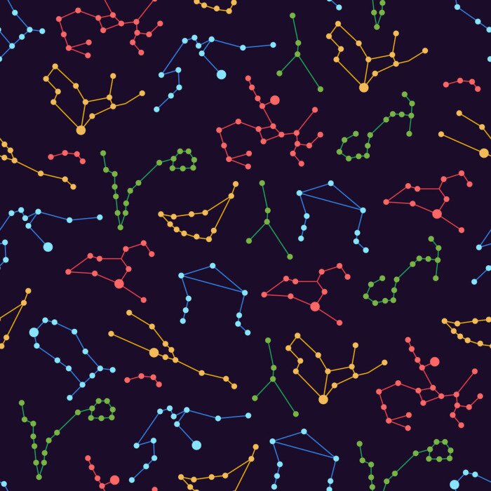 Poster Eine Konstellation von Sternen in verschiedenen Farben