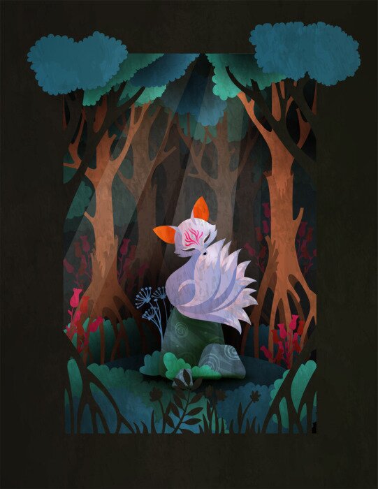 Poster Eine Kreatur aus japanischen Märchen