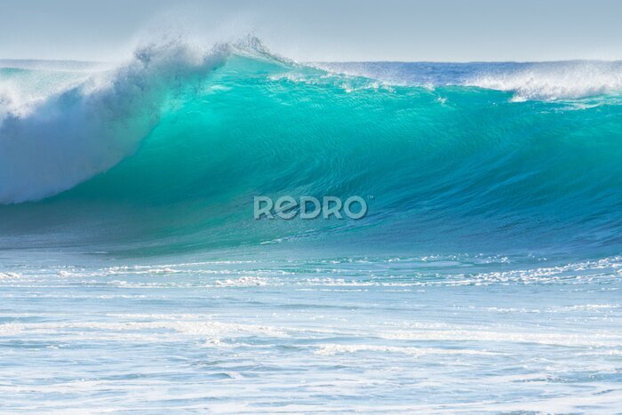 Poster Eine Meereswelle enthüllt die türkisfarbenen Tiefen des Wassers