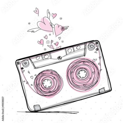 Poster Eine rosa Audiokassette