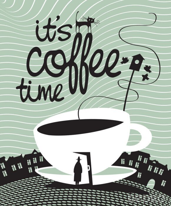 Poster Eine Tasse mit einer Inschrift und einer Katze