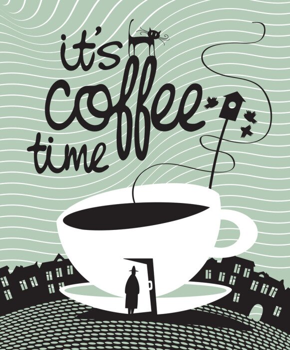 Poster Eine Tasse mit einer Inschrift und einer Katze