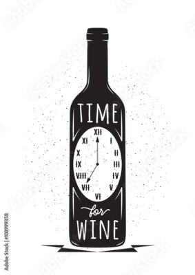 Sticker Eine Weinflasche mit der Aufschrift Zeit für Wein