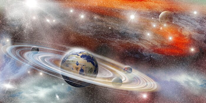 Poster Eine Weltraumlandschaft mit Planeten