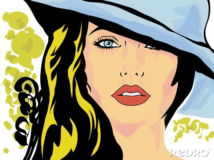 Poster Eine Zeichnung einer Frau mit Hut