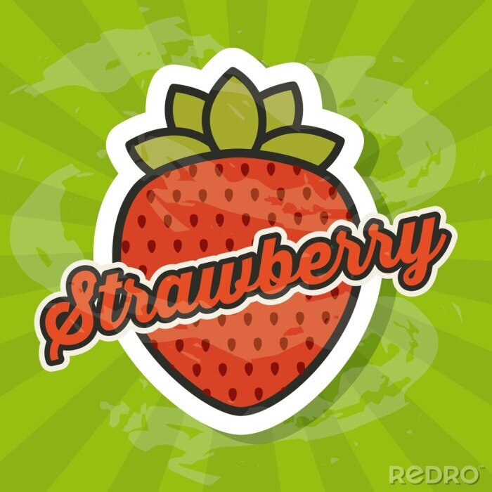 Poster Einfache Grafik mit Erdbeere
