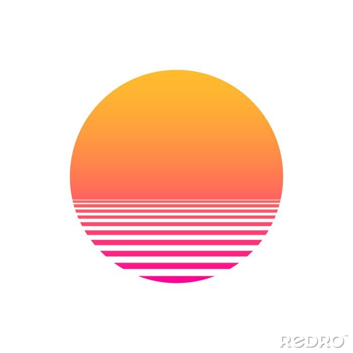 Poster Einfache Grafik mit Sonnenuntergang