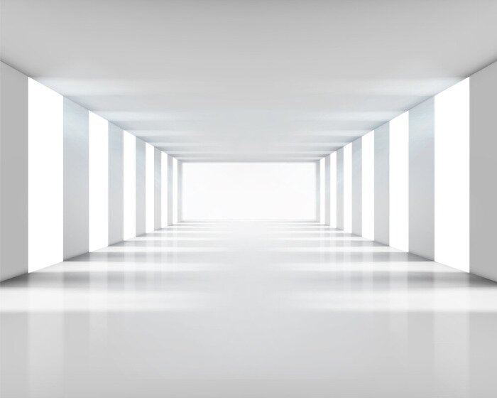 Poster Einfacher weißer Tunnel mit Säulen