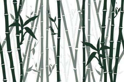Poster Einfarbiger Hintergrund mit Bambus