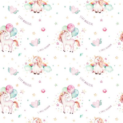 Tapete Einhörner mit Luftballons