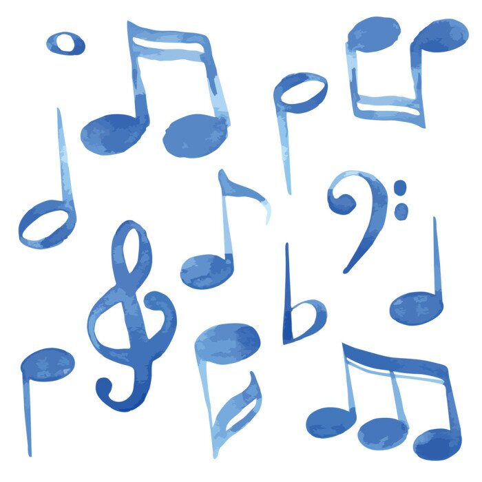 Poster Einzelne Noten in Aquarell