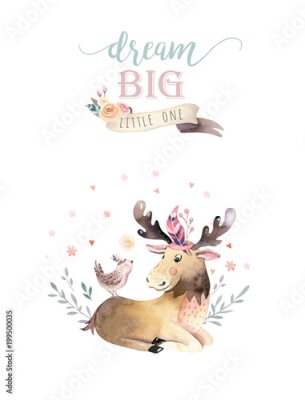 Poster Elch in einer Boho-Zeichnung