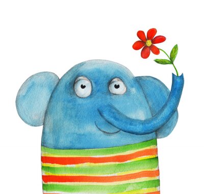 Poster Elefant Bunt in Aquarell