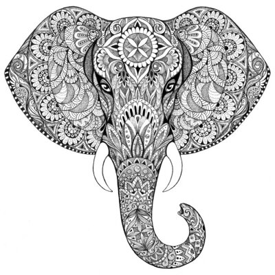 Elefant schwarz-weiß geometrisch
