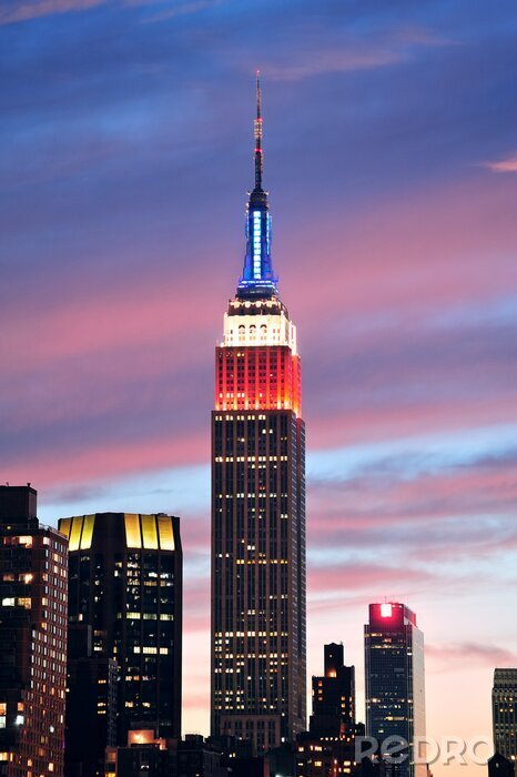 Poster Empire State Building am rosa Himmel