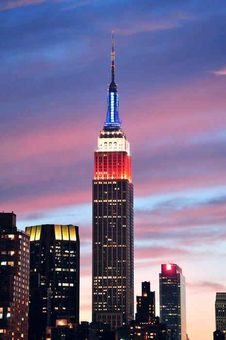 Poster Empire State Building am rosa Himmel