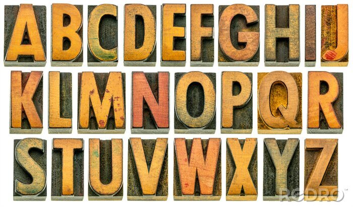 Poster Englisches Alphabet aus Holz