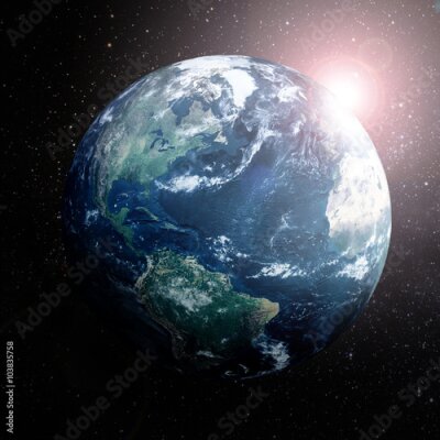 Poster Erde im Raum zeigt Europa, Asien und Afrika