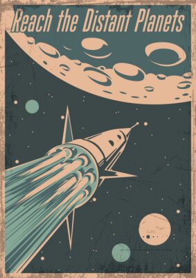 Poster Eroberung der Retro-Illustration des Weltraums