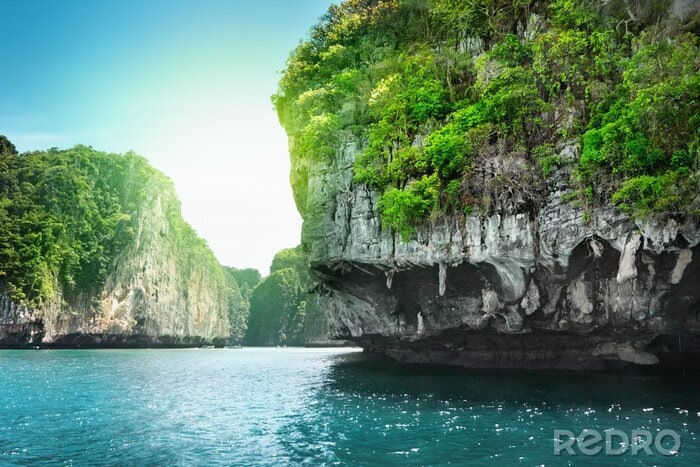 Poster Erstaunliche Landschaft mit Felsen im Wasser