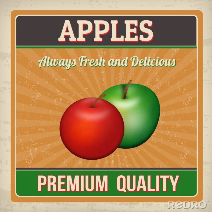 Poster Etikett mit Äpfeln in zwei Farben