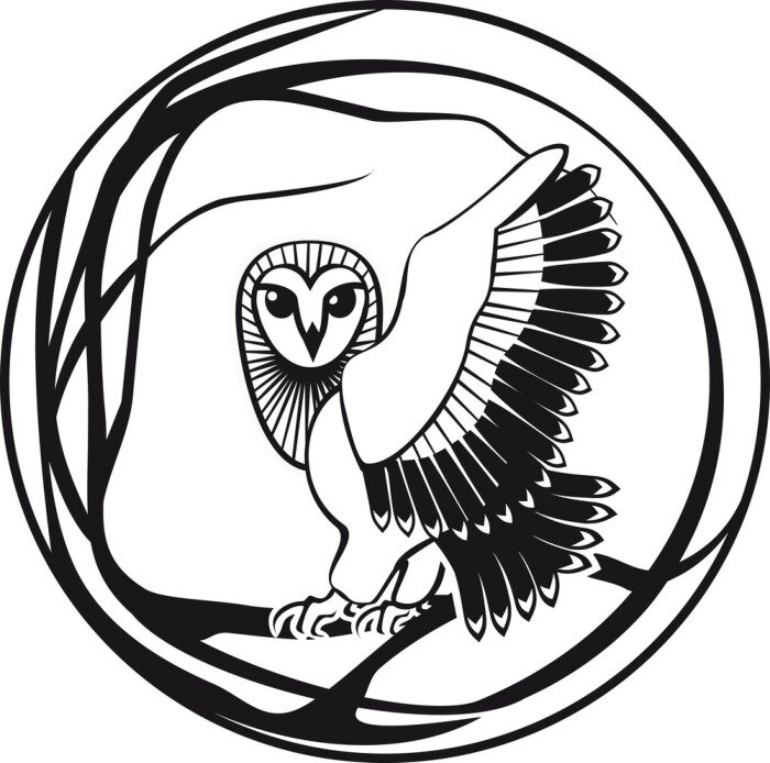 Poster Eule schwarz-weiße Grafik