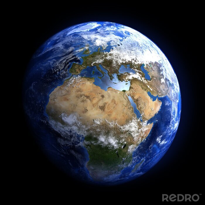 Poster Europa und Afrika vom Weltraum aus