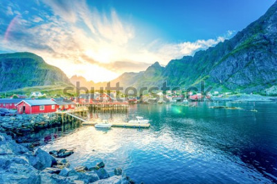 Poster Europäische Städte ein Hafen in einem norwegischen Fjord
