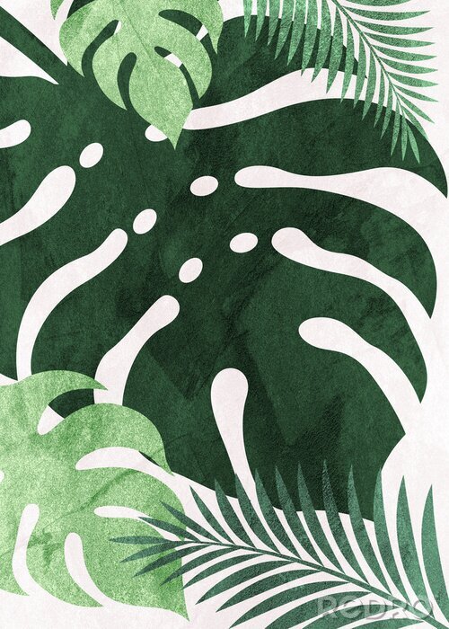 Poster Exotische Blätter in Grüntönen