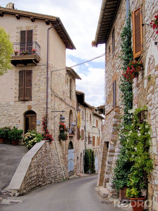 Poster Fabelhafte Gasse mit Steinhäusern