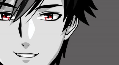 face young man monochrome anime style character