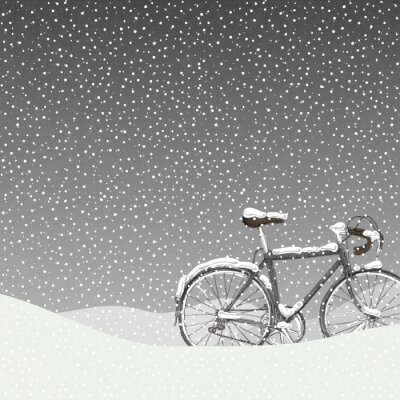 Poster Fahrrad an einem verschneiten Tag