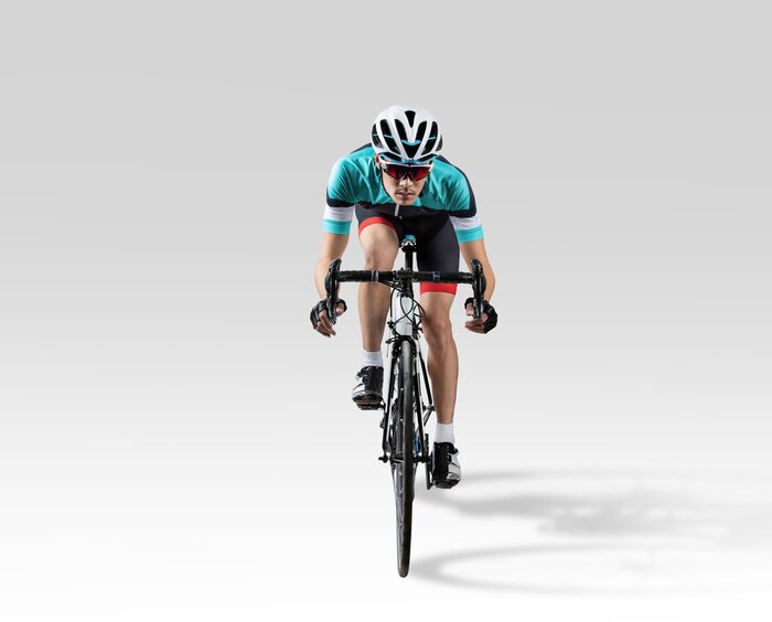 Poster Fahrradfahrer Silhouette von vorne