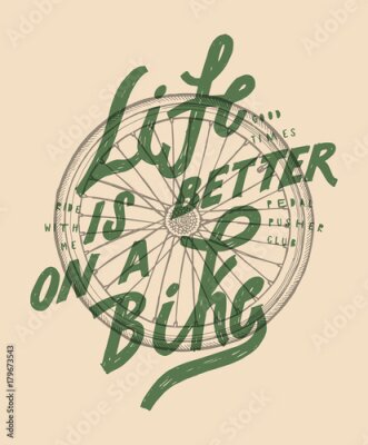 Poster Fahrradrad und Inschriften