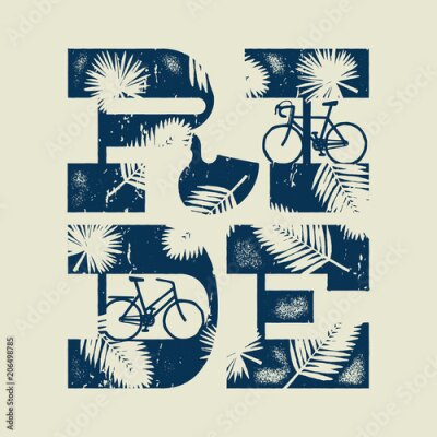Poster Fahrradtypografie und Blätter