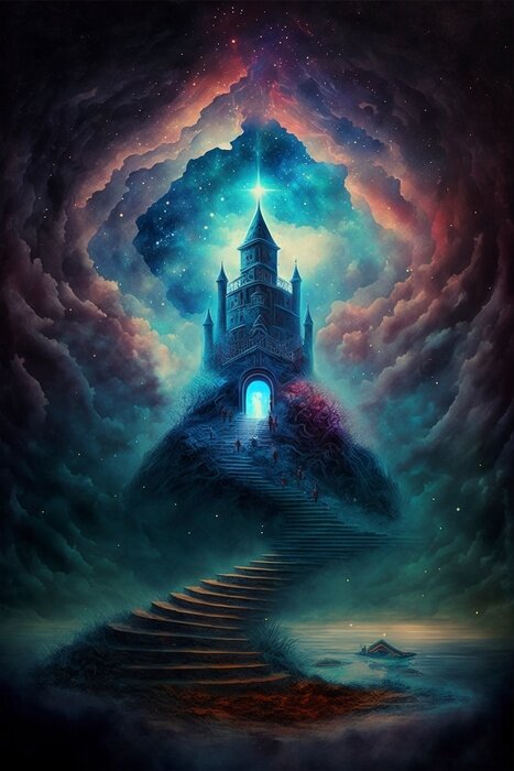 Poster Fantasieschloss in den Wolken