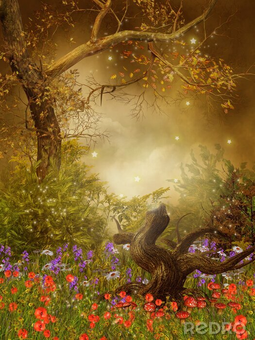 Poster FantasyGarten mit Mohnblumen nach Maß myredro.de