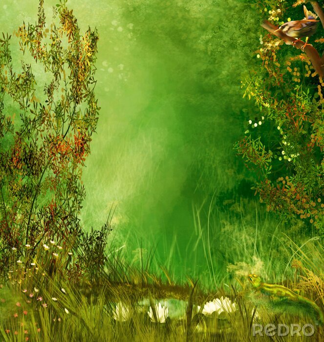 Poster Fantasy Landschaft im Grünen