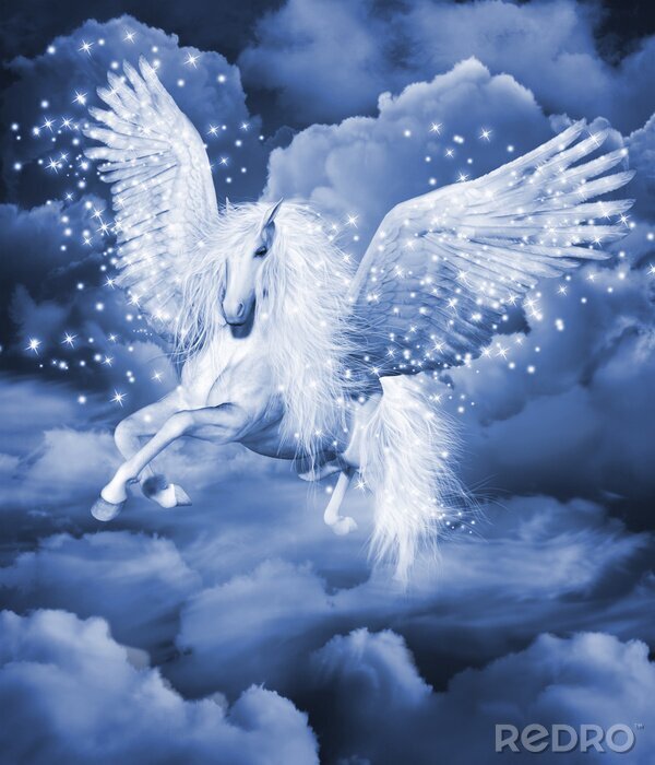 Poster Fantasy-Malerei mit Pegasus